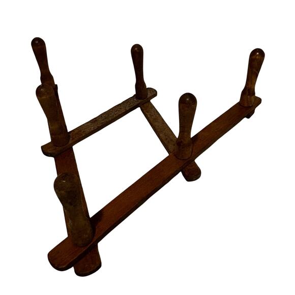 Unique small peg rack wood wooden Japan wall hanging 6-peg v-shaped expandable - Picture 9 of 9